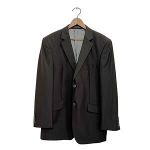 Vintage Balmain Paris Wool Dark Brown Blazer Suit Jacket Mens 40 Medium